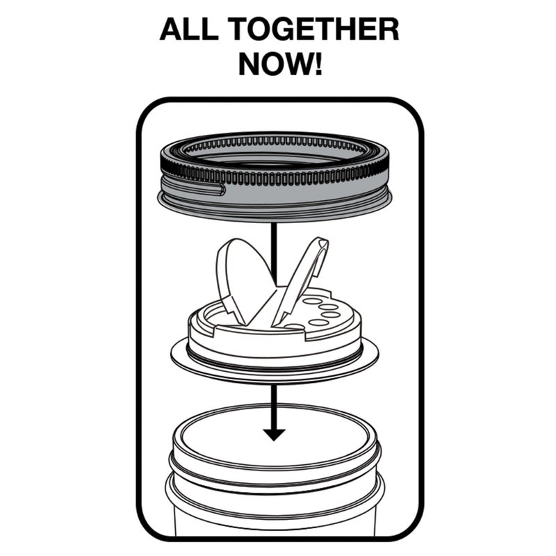 Jarware Spice Lids for Regular Mouth Mason Jars, Set of 2, Black and White - Image 3